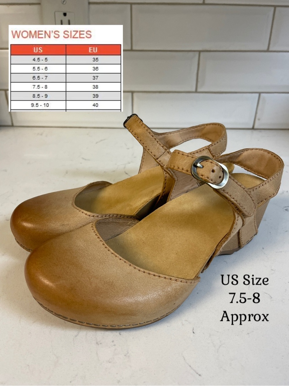 Dansko Tiffani Shoes - Women's Euro Size 38 Tan Milled Burnished US Size 7.5 - 8